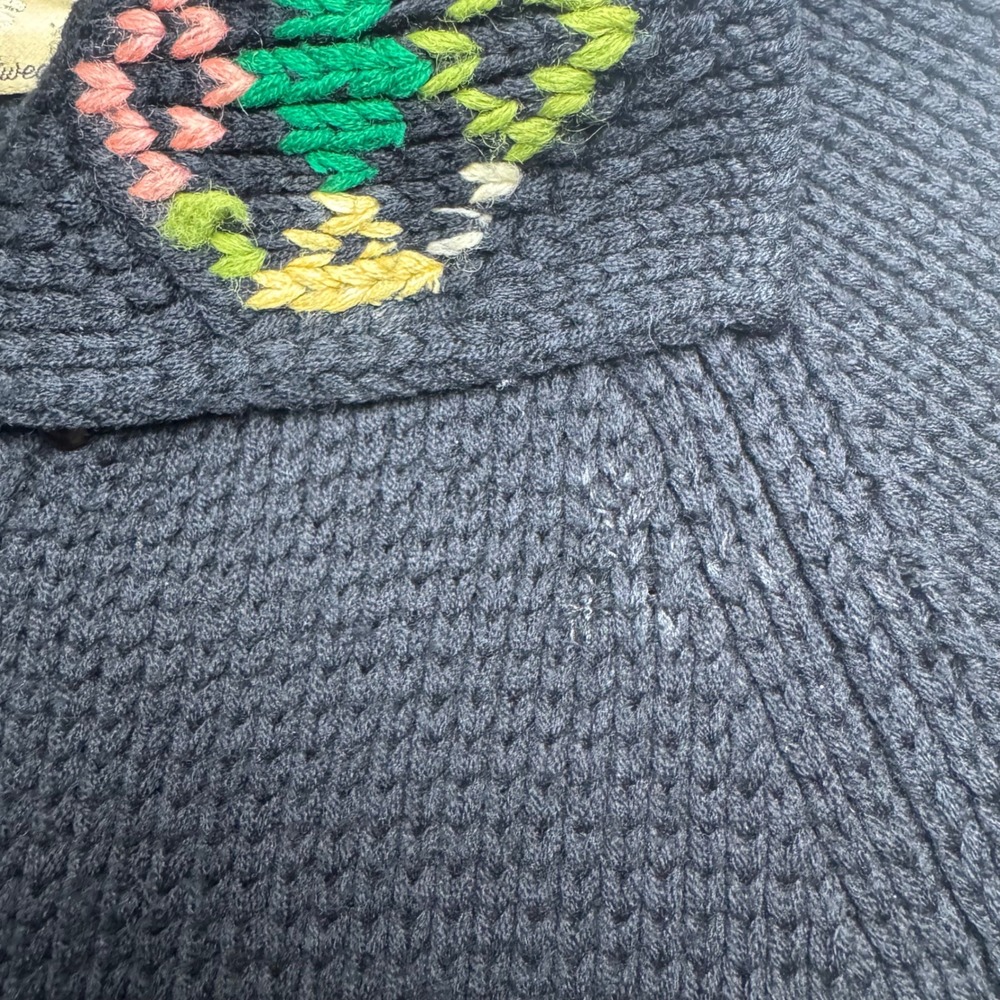 Vintage Dorce for Le Roy Knitwear Black 100% Wool Embroidered Cardigan Sweater M - Picture 10 of 11